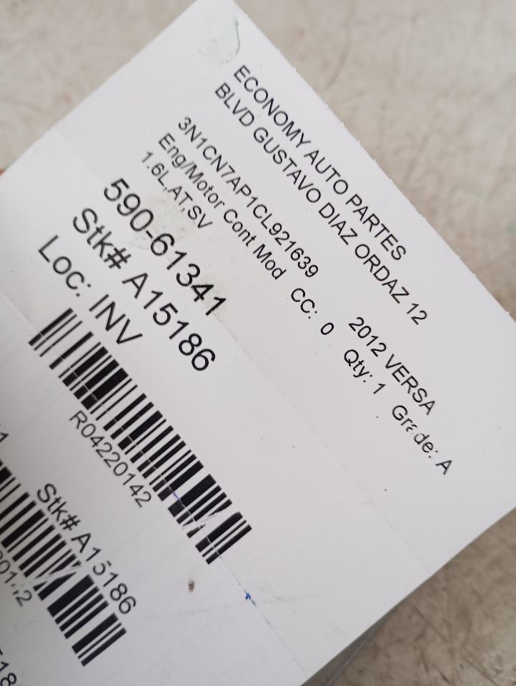 2012 Nissan VERSA Eng/Motor Cont Mod