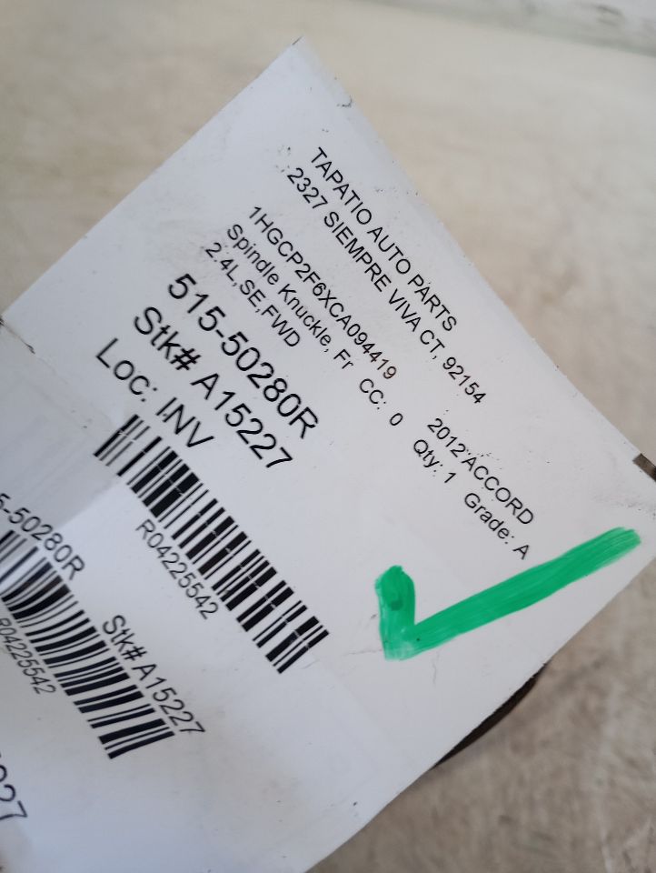 2012 Honda ACCORD Spindle Knuckle, Fr