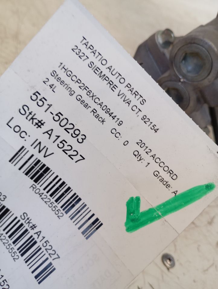 2012 Honda ACCORD Steering Gear Rack