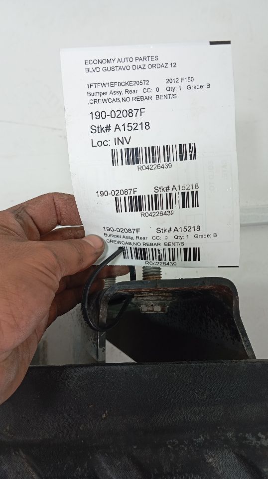 2012 Ford FORD F150 PICKUP Bumper Assy, Rear