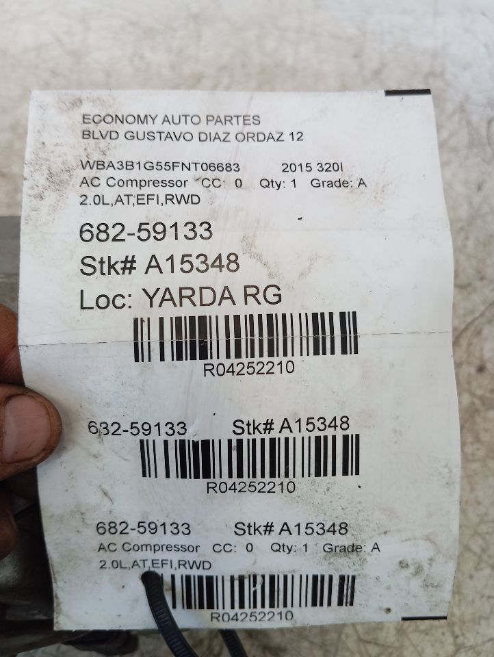 2015 BMW BMW 320i AC Compressor