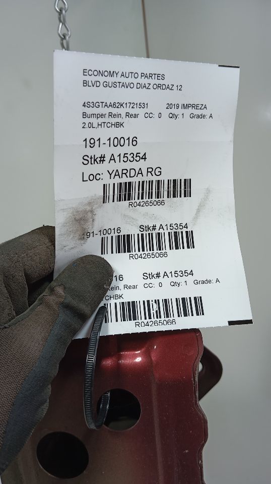 2019 Subaru IMPREZA Bumper Rein, Rear