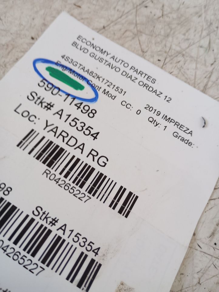 2019 Subaru IMPREZA Eng/Motor Cont Mod