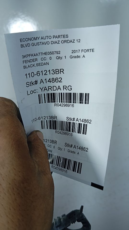Fender for 2014-2017 Kia Forte w/o rocker moulding R. and other applications