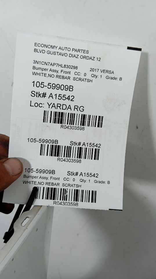 Bumper Assy, Front for 2015 / 2018-2019 Nissan Versa Sedan w/o fog lamps and other applications