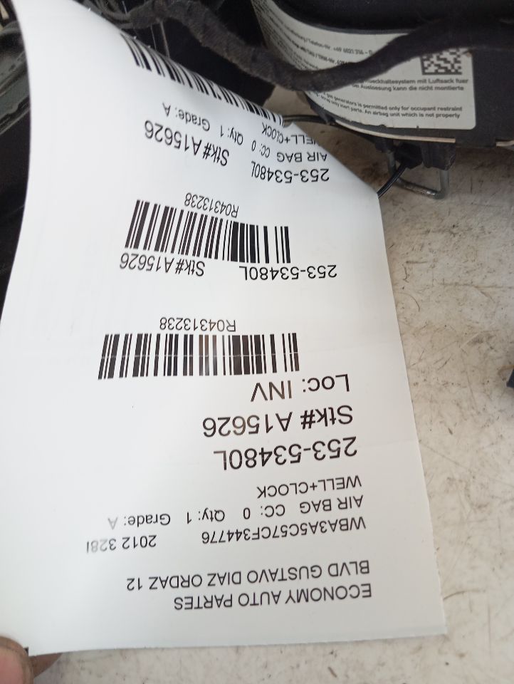 Air Bag for 2012 BMW BMW 320i (Sdn, Canada market) driver wheel flat bottom w/o thumb rests and other applications