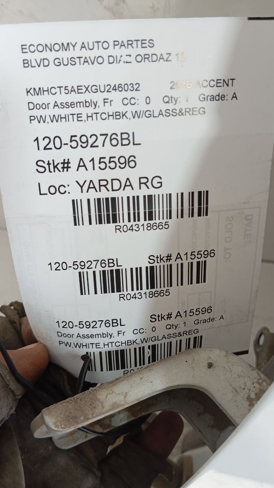 Door Assembly, Fr for 2012-2013 Hyundai Accent electric windows w/o solar tinted glass L. and other applications