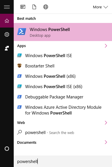 start menu powershell