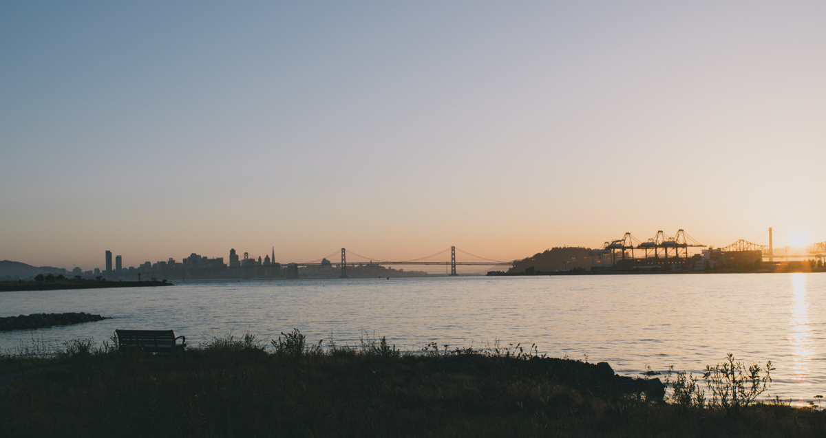 sunset over san francisco from oakland
