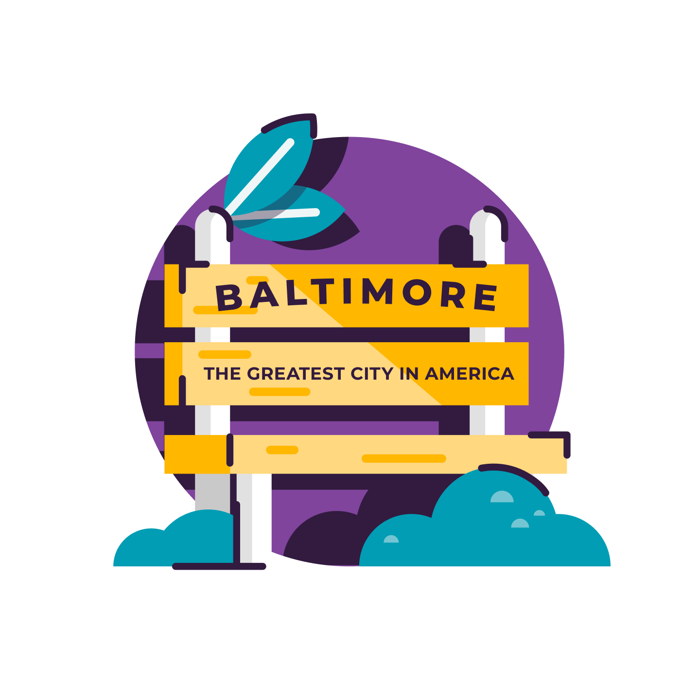 Baltimore City bench Illustration
