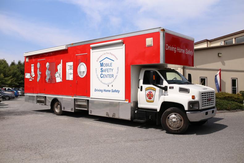 Mobile Safety Center red and white vehicle 