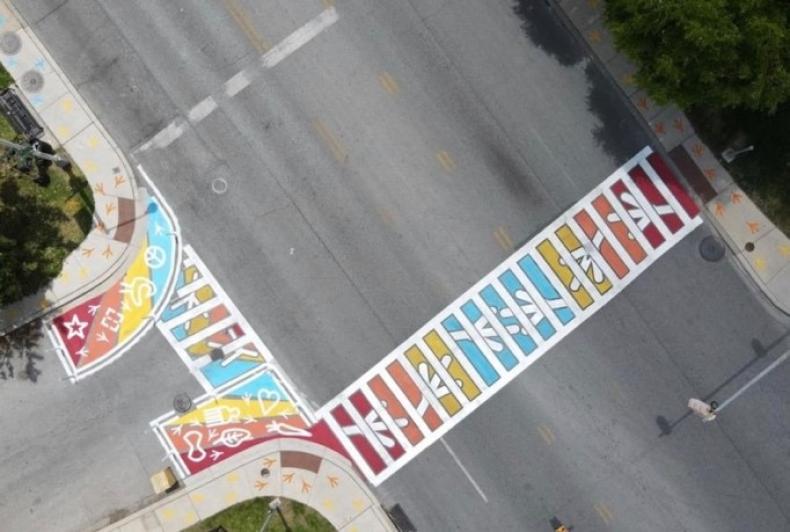 Street art on a crosswalk