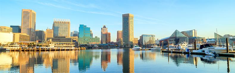 Cityscape view of Baltimore City.