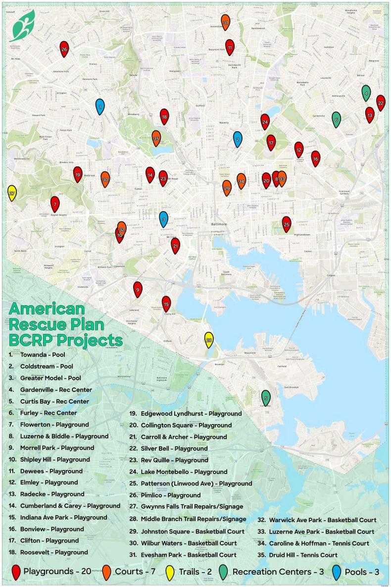Map of American Rescue Plan BCRP Projects
