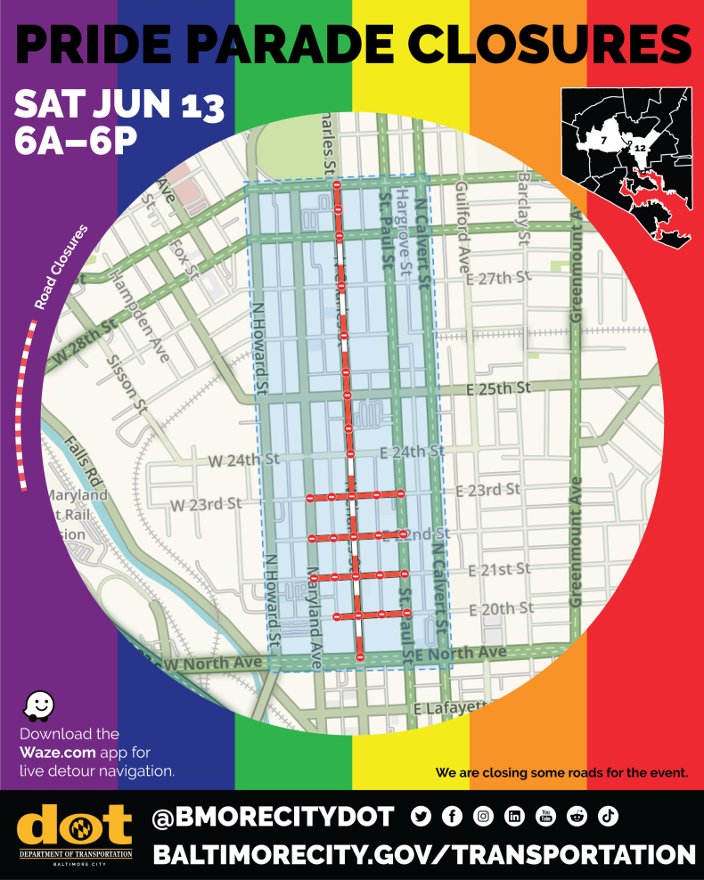Pride Parade Closures Map