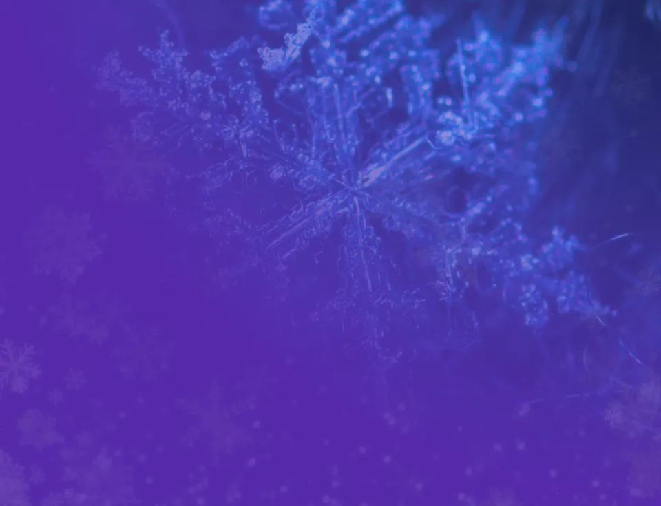 A blue and purple gradient over a snowflake background