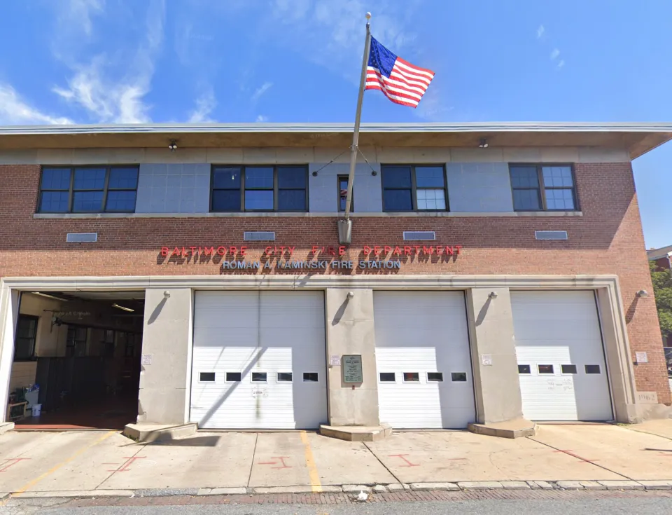 Exterior of Baltimore's Roman A. Kaminski Fire Station