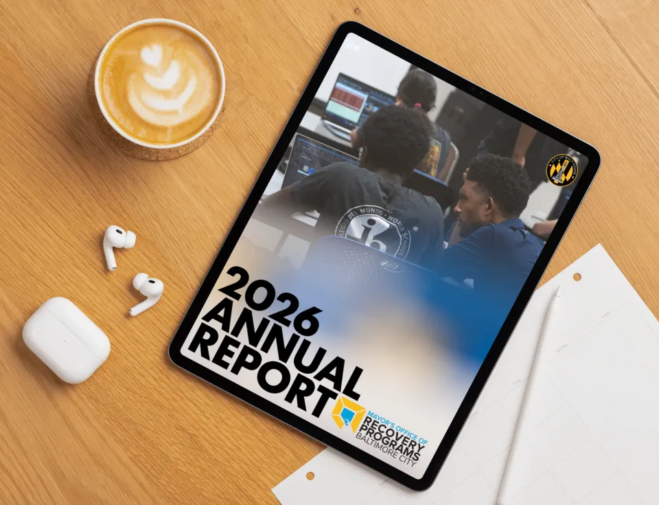 ipad with image of the 2026 Recovery Office Annual Report cover