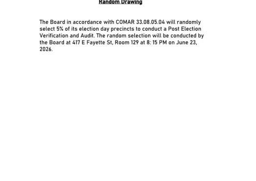 Notice of Post Election Verification and Audit  Random Drawing