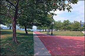 A walkway at the Canton Waterfront Park