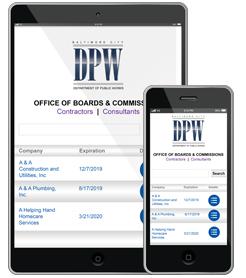 DPW application on a phone and tablet screen 