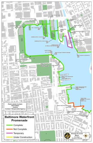 Map of Baltimore Waterfront Promenade