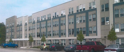 Artist's rendering of an apartment building