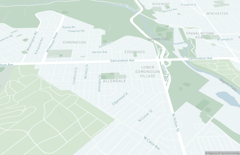 Map of area surrounding Mary E. Rodman Elementary School