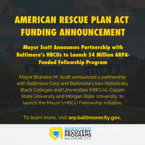 Mayor Scott announces partnership with Baltimore's HBCUs to launch $4 million fellowship program