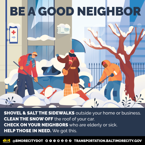 Shovel & Salt the sideways outside your home and business. Clean the snow off the roof of your car. Check on your neighbors who are elderly and sick. Help those in need. WE GOT THIS!