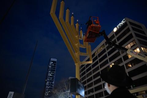 Erection of a large menorah in the city