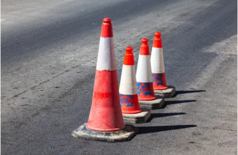construction cones on a street