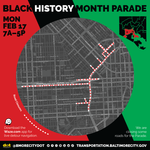 Black History Month Parade on Monday February 17th from 7 am to 5 pm