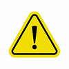 A yellow triangle warning sign with a black border and an exclamation mark in the center, indicating caution or potential danger.
