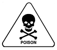 A triangular warning sign with a skull and crossbones symbol labeled "POISON," indicating toxic or deadly substances.