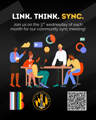 Link. Think. Sync. Baltimore LGBTQ Affairs Community Sync Flyer
