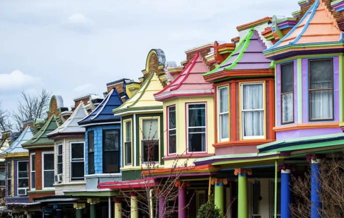 Colorful row homes