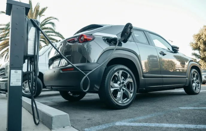 Electric Car at a charging station
