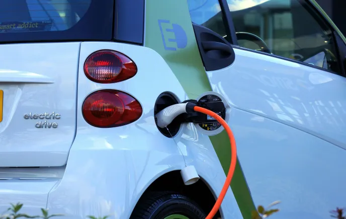 Electric Car at a charging station