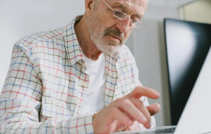 man on computer