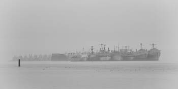 Mothball Fleet in Fog by Robert Schwiebert