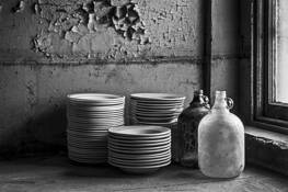 Plates and Bottles by Marj Green