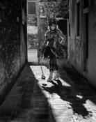 Woman With Imaginary Dog by Elaine Jones Heron