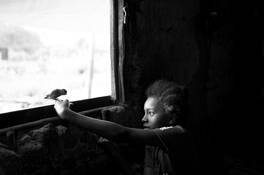 Girl With Parakeet by Linda Hollinger