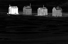 Four Ice Shacks by Mary Woodman