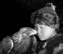 Eagle Huntress and Her Eagle by Elaine Heron