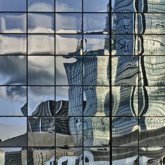 Dallas Skyline Reflection XXIII by Keith Blandford Black & White