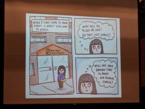 A comic created by Ruth Chan, 2025 Writer-In-Residence, presented during the Family Share event