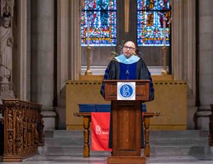 Bank Street College of Education Commencement on May 5, 2022 at The Riverside Church, President Shael Polakow-Suransky addressing the Class of 2022