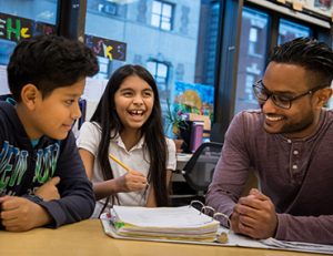 Two Liberty LEADS students with a mentor